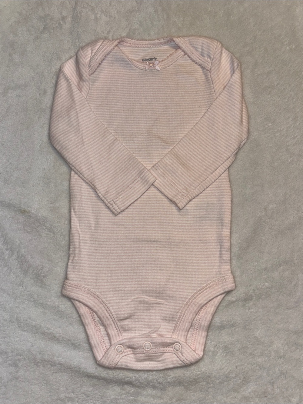 Carter's 6 month Long-Sleeve Light Pink Striped Baby Bodysuit baby girl clothin